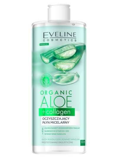 Eveline Cosmetics Organic Aloe + Collagen oczyszczający płyn micelarny 3w1 500ml