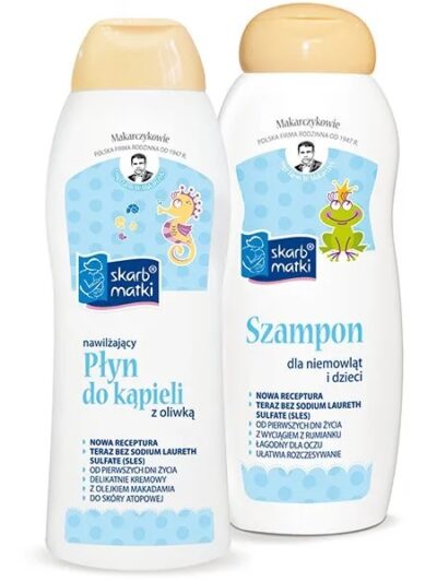 Skarb Matki Zestaw nawilżający płyn do kąpieli 250ml + szampon dla niemowląt i dzieci 250ml