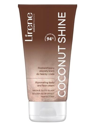 Lirene Perfect Tan rozświetlający złocisty krem do twarzy i ciała Coconut Shine 150ml