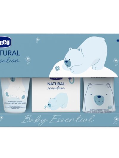Chicco Natural Sensation Baby Essential zestaw płyn do ciała i włosów 200ml + balsam do ciała 150ml + woda perfumowana 100ml