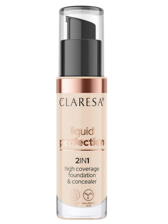 Claresa Liquid Perfection 2w1 korektor i podkład kryjący 102 Warm Medium 34g