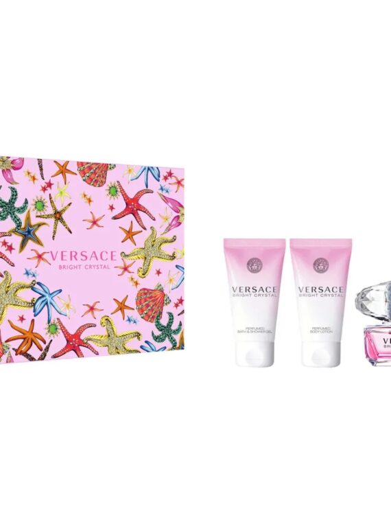 Versace Bright Crystal zestaw woda toaletowa 50ml + balsam do ciała 50ml + żel pod prysznic 50ml