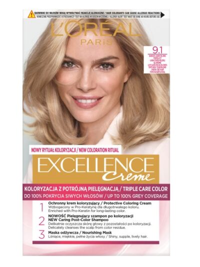L'Oreal Paris Excellence Creme farba do włosów 9.1 Bardzo Jasny Blond Popielaty