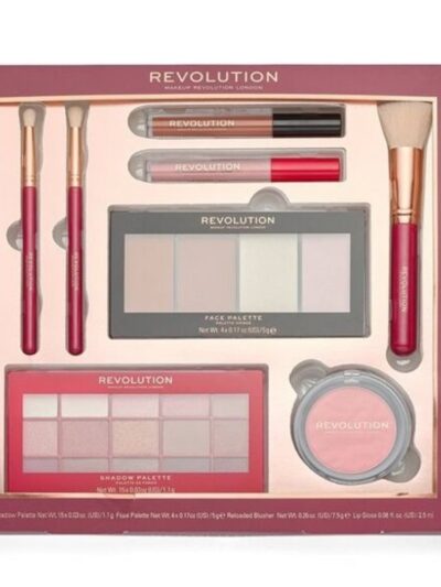 Makeup Revolution Reloaded Collection zestaw paleta cieni do powiek + róż do policzków + błyszczyk do ust x2 + pędzel do cieni do powiek x2 + pędzel do konturowania + paleta do konturowana