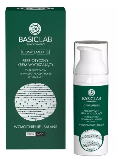 BasicLab Complementis prebiotyczny krem wyciszający z 5% prebiotyków 1% wąkrotki azjatyckiej i witaminą F Wzmocnienie i Balans 50ml