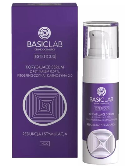 BasicLab Esteticus korygujące serum z retinalem 0.07% fitosfingozyną i karnozyną 2.0 Redukcja i Stymulacja 30ml