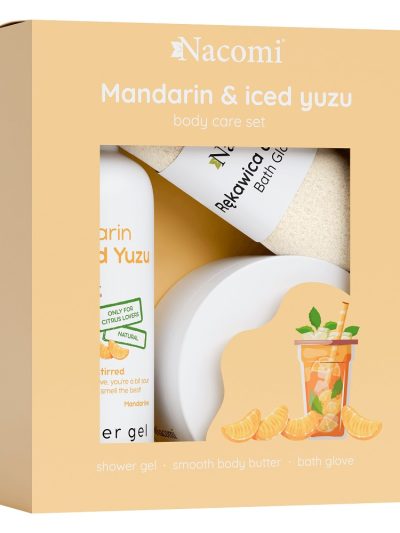 Nacomi Mandarin & Iced Yuzu zestaw żel pod prysznic 300ml + masło do ciała 100ml + rękawica do kąpieli