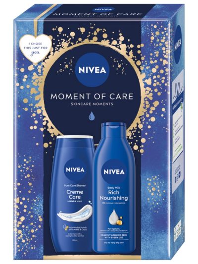 Nivea Moment Of Care zestaw żel pod prysznic 250ml + odżywcze mleczko do ciała 250ml