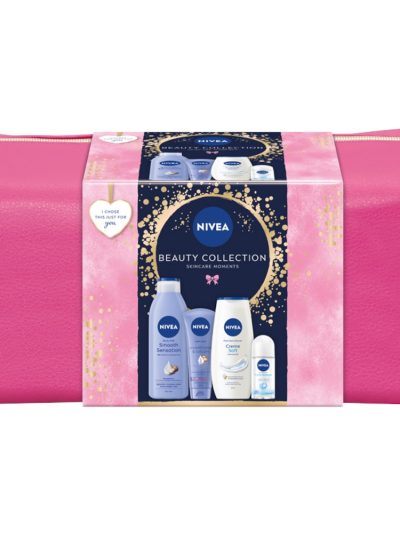 Nivea Beauty Collection zestaw antyperspirant roll-on 50ml + mleczko do ciała 250ml + żel pod prysznic 250ml + krem do rąk 100ml + kosmetyczka