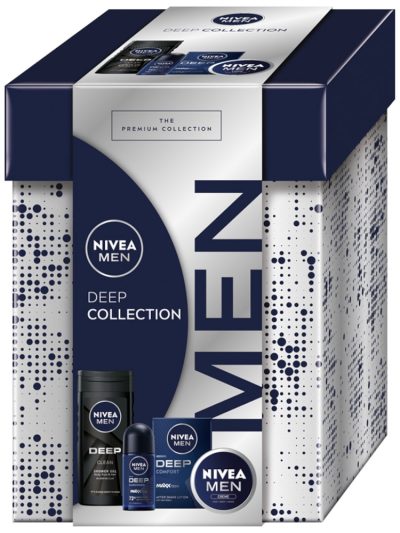 Nivea Men Deep Collection zestaw krem uniwersalny 75ml + antyperspirant roll-on 50ml + żel pod prysznic 3w1 250ml + antybakteryjna woda po goleniu 100ml