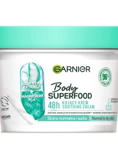 Garnier Body Superfood Aloe kojący krem z ekstraktem z aloesu i solą magnezową 380ml