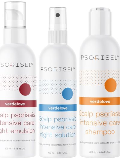 Psorisel Zestaw szampon na łuszczycę skóry głowy 200ml + emulsja na łuszczycę skóry głowy 200ml + płyn do skóry głowy na łuszczycę 150ml