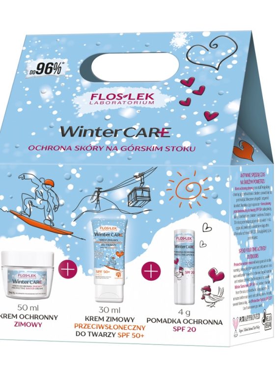 Floslek Winter Care zestaw krem ochronny zimowy 50ml + krem zimowy przeciwsłoneczny do twarzy SPF50+ 30ml + pomadka ochronna SPF20 4g