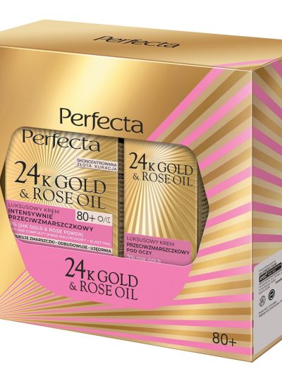 Perfecta 24K Gold & Rose Oil zestaw krem do twarzy 80+ 50ml + krem pod oczy 15ml