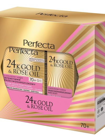 Perfecta 24K Gold & Rose Oil zestaw krem do twarzy 70+ 50ml + krem pod oczy 15ml