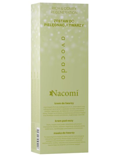 Nacomi Rich & Comfy Regeneration Avocado zestaw krem do twarzy 40ml +  krem pod oczy 15ml + maska do twarzy 40ml