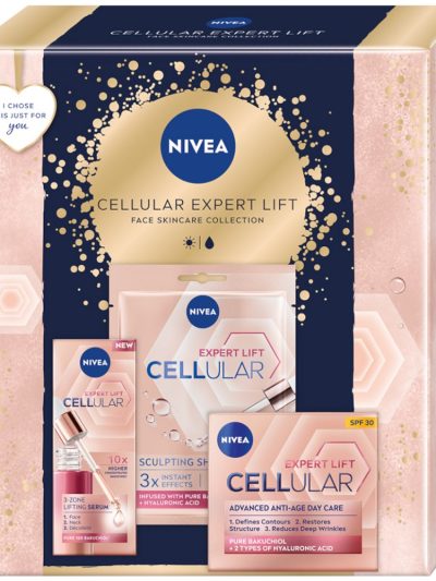 Nivea Cellular Expert Lift zestaw serum do twarzy 30ml + krem anti-age na dzień SPF30 50ml + chłodząco-modelująca maska w płachcie 1szt