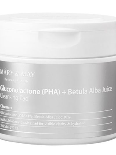 Mary&May Gluconolactone (PHA) + Betula Alba Juice Cleansing Pad oczyszczające płatki do twarzy 70szt.