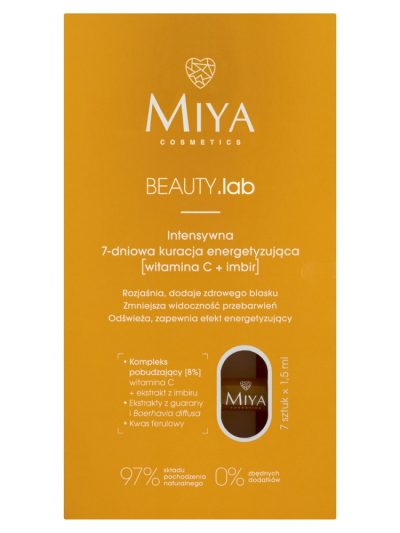 Miya Cosmetics BEAUTY.lab intensywna 7-dniowa kuracja energetyzująca &lsqb;witamina C + imbir&rsqb; 7x1.5ml