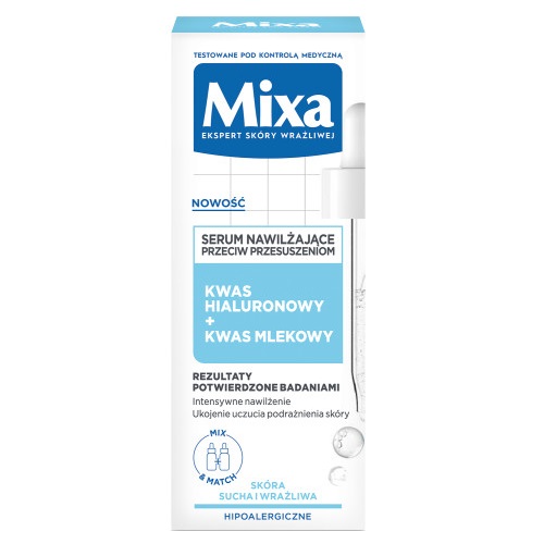 MIXA Lab serum nawilżające przeciw przesuszeniom Kwas Hialuronowy + Kwas Mlekowy 30ml