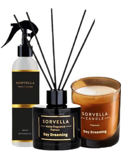 Sorvella Perfume Day Dreaming zestaw dyfuzor zapachowy 120ml + zapach do wnętrz 200ml + świeca zapachowa 170g