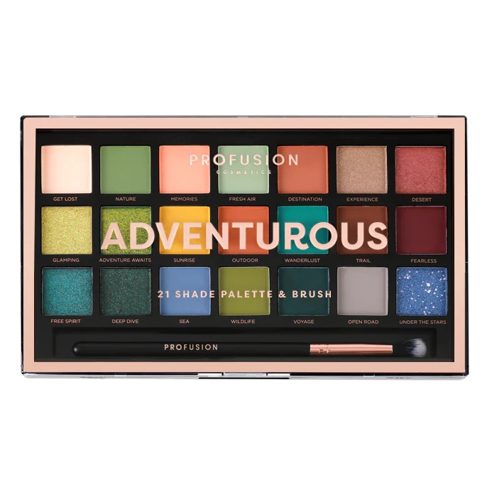 Profusion Adventurous Eyeshadow Palette paleta 21 cieni do powiek z pędzelkiem