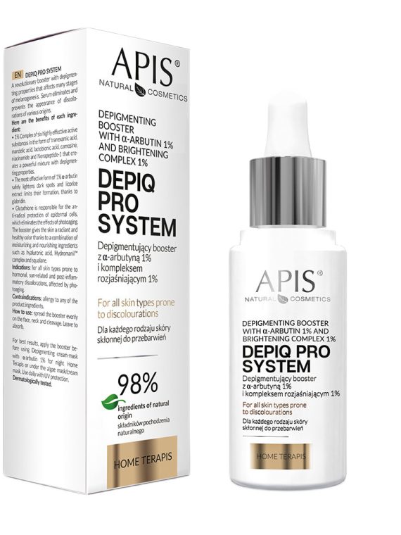 APIS Depiq Pro System depigmentujący booster z α-arbutyną 1% i kompleksem rozjaśniającym 1% 30ml