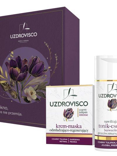 UZDROVISCO Czarny Tulipan Intense zestaw krem-maska odmładzająco-regenerujący 50ml + nawilżający tonik-esencja przeciwzmarszczkowy 150ml