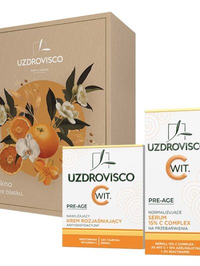 UZDROVISCO Pre-Age zestaw nawilżający krem rozjaśniający antyoksydacyjny 50ml + normalizujące serum na przebarwienia 30ml