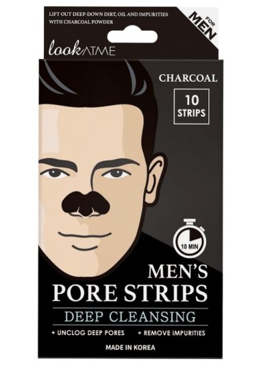 Look At Me Men's Pore Strips oczyszczające plastry na nos dla mężczyzn Charcoal 10szt.