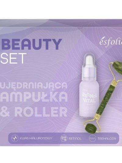 Esfolio Beauty Set zestaw ujędrniająca ampułka 30ml + roller z jadeitu