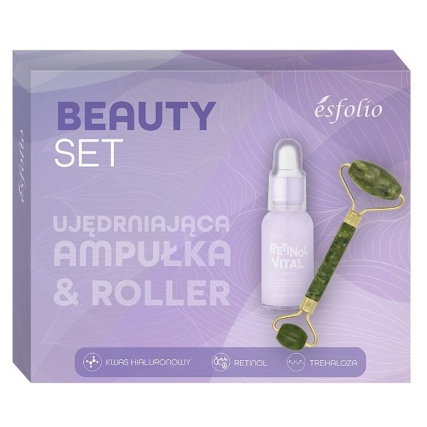 Esfolio Beauty Set zestaw ujędrniająca ampułka 30ml + roller z jadeitu