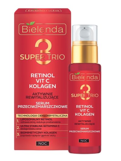 Bielenda Super Trio aktywnie rewitalizujące serum przeciwzmarszczkowe na noc 30ml