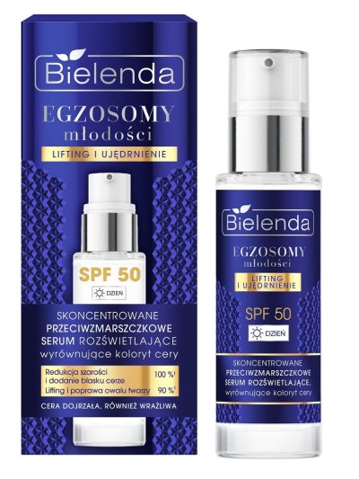 Bielenda Egzosomy Młodości skoncentrowane przeciwzmarszczkowe serum rozświetlające SPF50 30ml