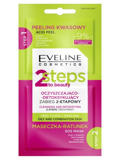 Eveline Cosmetics 2 Steps to Beauty oczyszczająco-detoksykujący zabieg 2-etapowy 2x4ml
