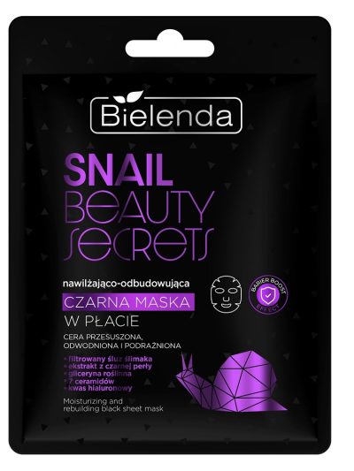 Bielenda Snail Beauty Secrets nawilżająco-odbudowująca czarna maska w płacie