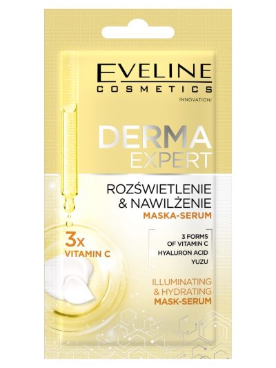 Eveline Cosmetics Derma Expert rozświetlająco-nawilżająca kremowa maseczka-serum do twarzy 8ml