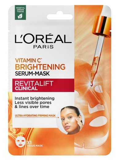 L'Oreal Paris Revitalift Clinical rozświetlająca maska-serum w płachcie z witaminą C i kwasem salicylowym 26g