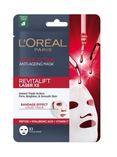 L'Oreal Paris Revitalift Laser X3 przeciwzmarszczkowa maska w płachcie o potrójnym działaniu 28g
