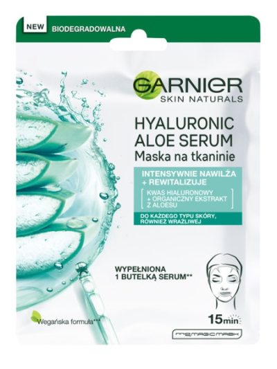 Garnier Hyaluronic Aloe Serum rewitalizująca maska na tkaninie z kwasem hialuronowym i organicznym ekstraktem z aloesu 28g
