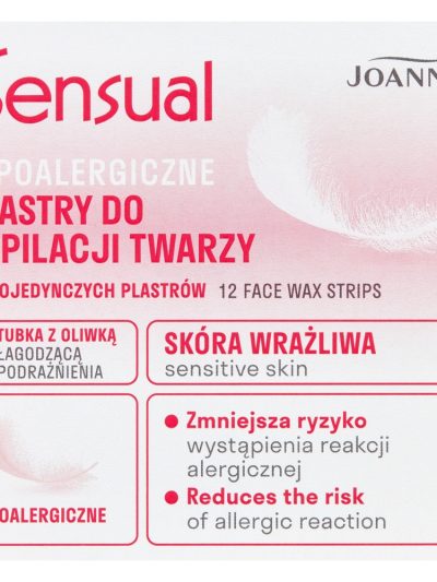 Joanna Sensual hipoalergiczne plastry do depilacji twarzy 12szt + tubka z oliwką łagodzącą 10ml