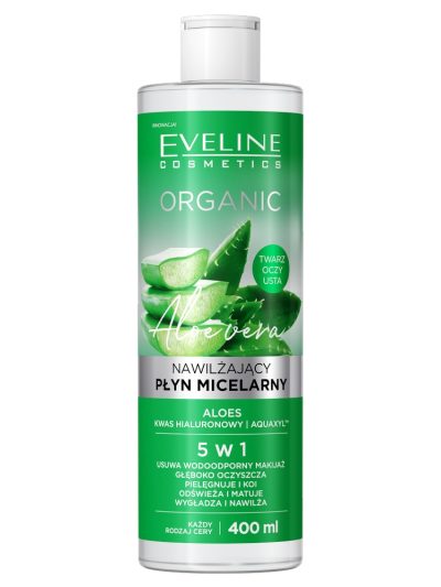 Eveline Cosmetics Organic nawilżający płyn micelarny do demakijażu z aloesem 400ml