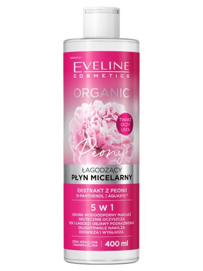 Eveline Cosmetics Organic łagodzący płyn micelarny do demakijażu z peonią 400ml