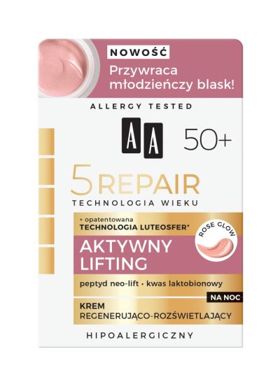 AA Technologia Wieku 5Repair 50+ Aktywny Lifting krem na noc regenerująco-rozświetlający 50ml