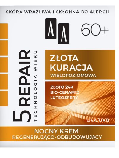 AA Technologia Wieku 5Repair 60+ Złota Kuracja nocny krem regenerująco-odbudowujący 50ml