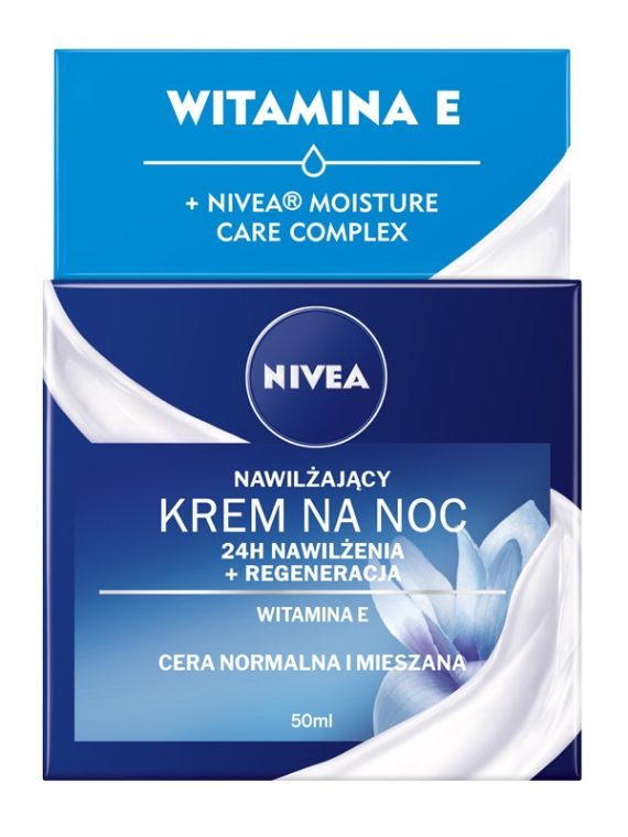 Nivea 24H Nawilżenia + Regeneracja nawilżający krem na noc cera normalna i mieszana 50ml