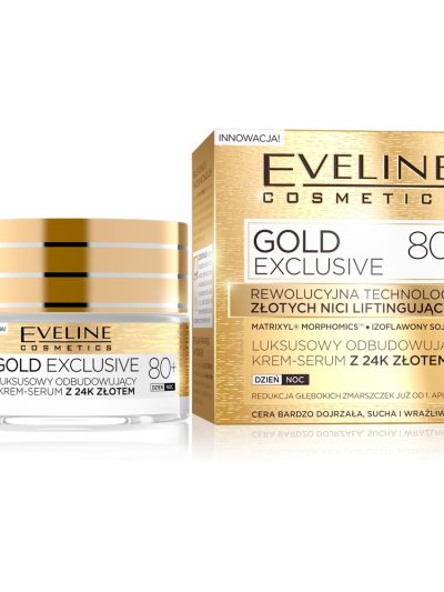 Eveline Cosmetics Gold Exclusive 80+ luksusowy odbudowujący krem-serum z 24k złotem 50ml