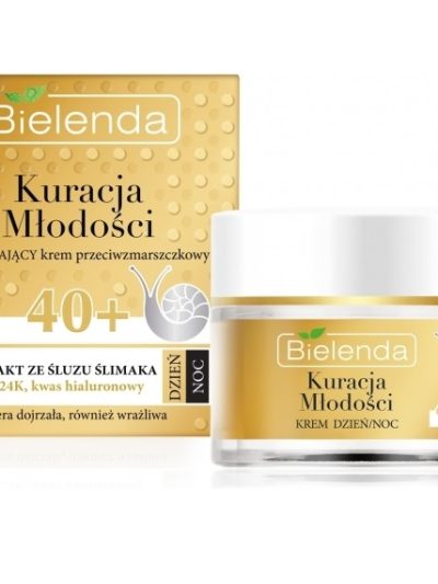 Bielenda Kuracja Młodości nawilżający krem przeciwzmarszczkowy z ekstraktem ze śluzu ślimaka 40+ na dzień/noc 50ml