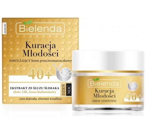 Bielenda Kuracja Młodości nawilżający krem przeciwzmarszczkowy z ekstraktem ze śluzu ślimaka 40+ na dzień/noc 50ml