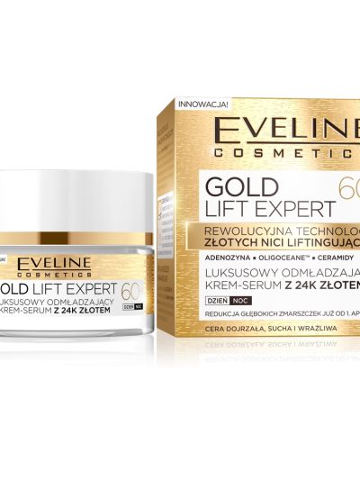 Eveline Cosmetics Gold Lift Expert 60+ luksusowy odmładzający krem-serum z 24k złotem dzień/noc 50ml